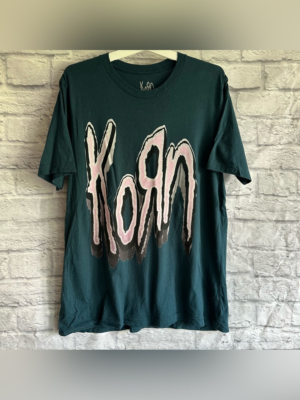 PREOWNED KORN THE NORTH AMERICA TOUR OFFICIAL BAND MERCH MENS SIZE XL TEAL TEE